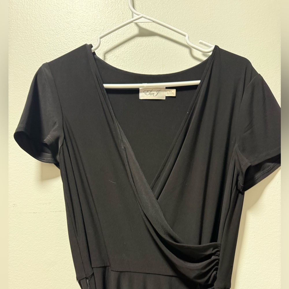 Eliza J Black Midi Wrap Dress - Picture 2 of 7